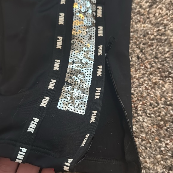 VICTORIAS SECRET PINK SEQUIN JOGGERS BLACK SZ LARGE - Picture 3 of 7